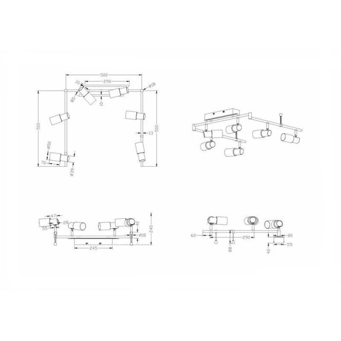 Szary spot sufitowy szklany, Morely, 4,5W, 3000K LED