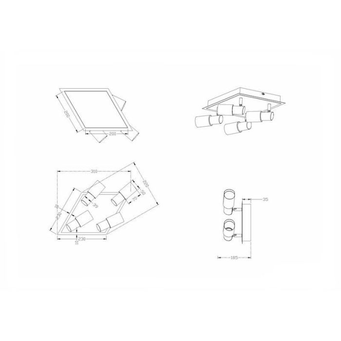 Szary spot sufitowy szklany, Morely, 4,3W, 3000K LED