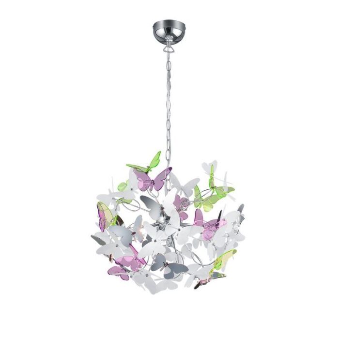 Chromowana lampa wisząca design, Butterfly