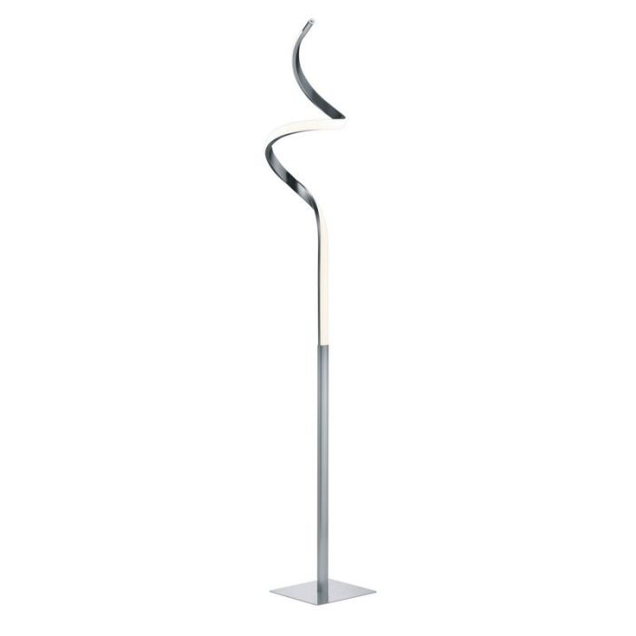 Niklowa lampa stojąca nowoczesna, Aby, 11W, 3000K LED, z dotykowy ściemniacz