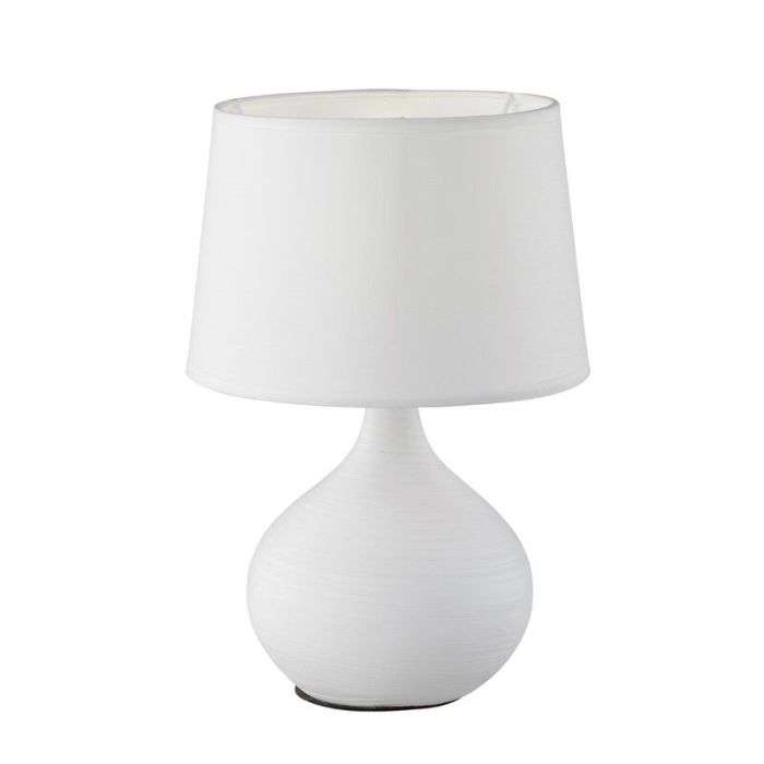 Ceramiczna lampa stołowa biała, Yesha, z przełącznik