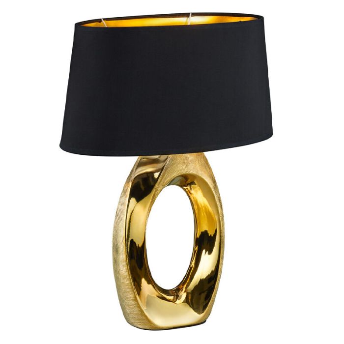 Ceramiczna lampa stołowa złota, Moldrup, z przełącznik
