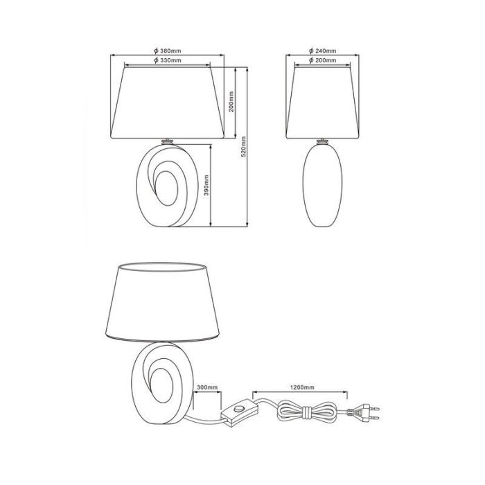 Ceramiczna lampa stołowa złota, Moldrup, z przełącznik