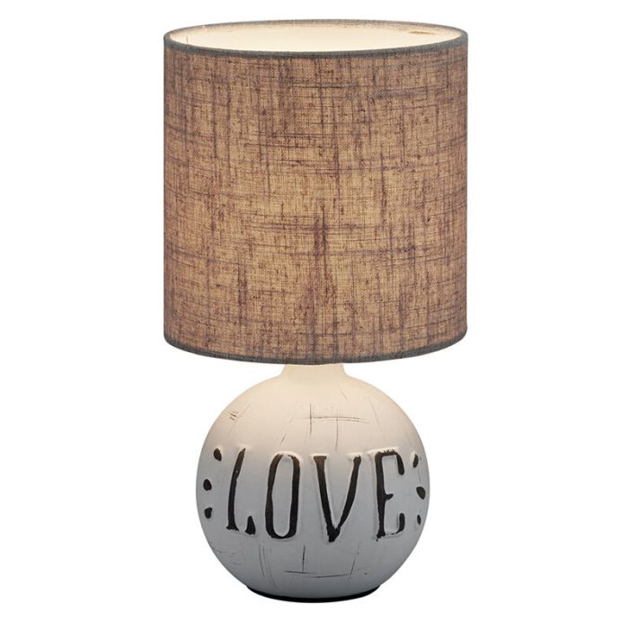 Ceramiczna lampa stołowa biała, Mosh, z przełącznik