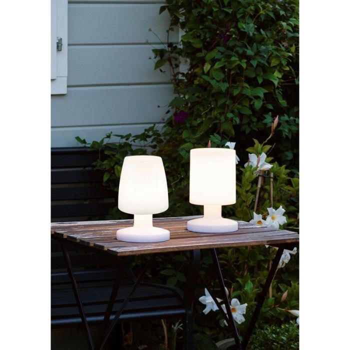 Biała lampa stołowa ogrodowa plastikowa, Wiesje, 1,5W, 3000K LED, IP44, z przełącznik