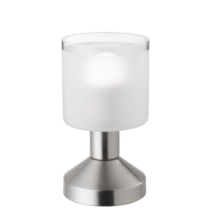 Niklowa lampa stołowa nowoczesna, Vilou, z przełącznik