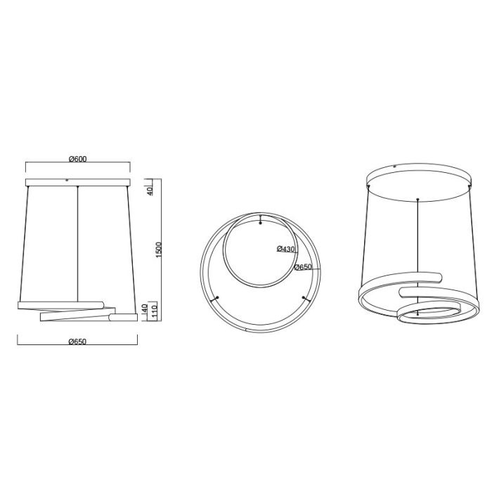 Niklowa lampa wisząca design, Ewout, 68W, 3000K LED, ściemniana w 3 krokach
