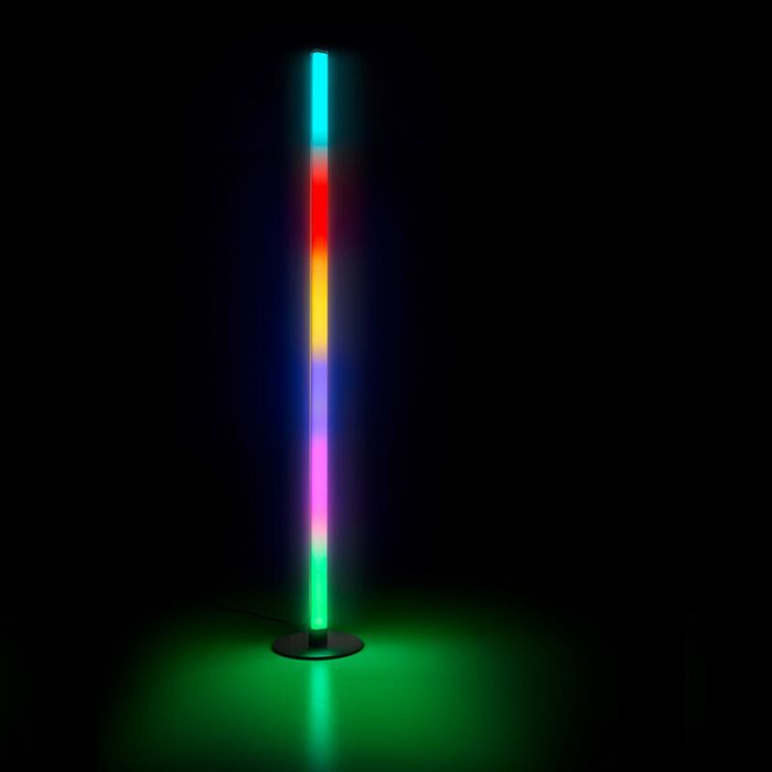 Czarna lampa stojąca nowoczesna, Giliam, 11W, RGB LED, z pilot