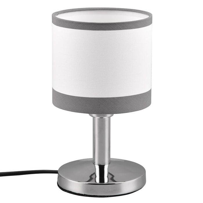 Biała lampa stołowa nowoczesna, Denley, z przełącznik