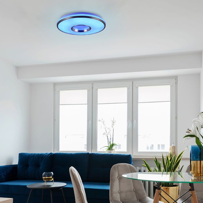 Biały plafon sufitowy plastikowy, Franz, 21W, RGBW LED, z pilot
