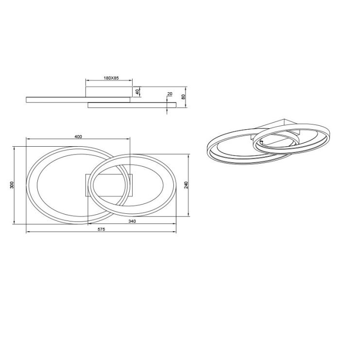 Niklowy plafon sufitowy nowoczesny, Ersan, 25W, 3000K LED