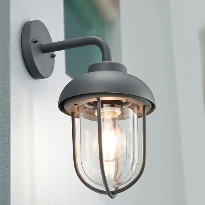Antracytowa lampa zewnętrzna industrialna, Trevor, IP44
