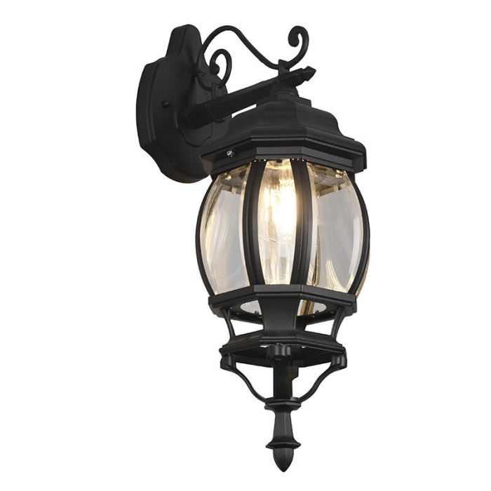 Czarna lampa zewnętrzna klasyczna, Evander, IP23