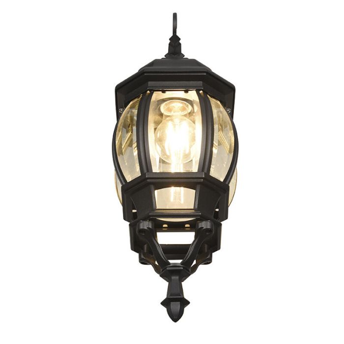 Czarna lampa zewnętrzna klasyczna, Evander, IP23