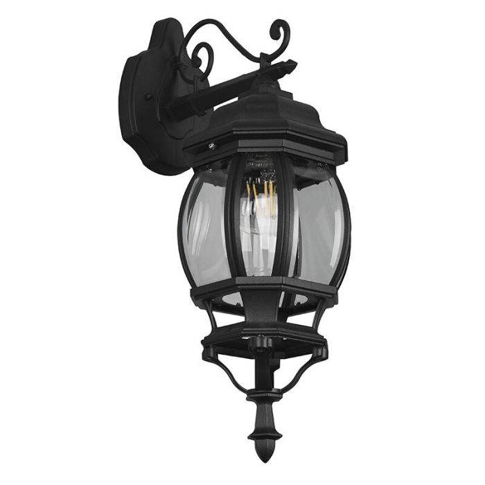 Czarna lampa zewnętrzna klasyczna, Evander, IP23