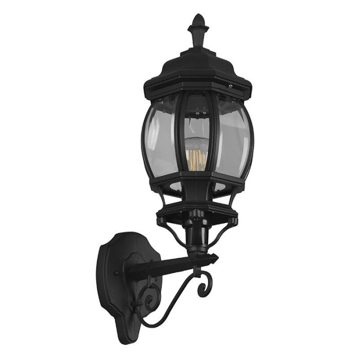 Czarna lampa zewnętrzna klasyczna, Evander, IP23