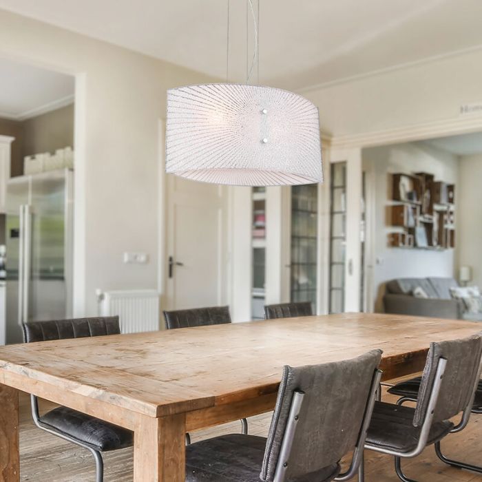 Chromowana lampa wisząca nad stół do jadalni metalowa, Quinten