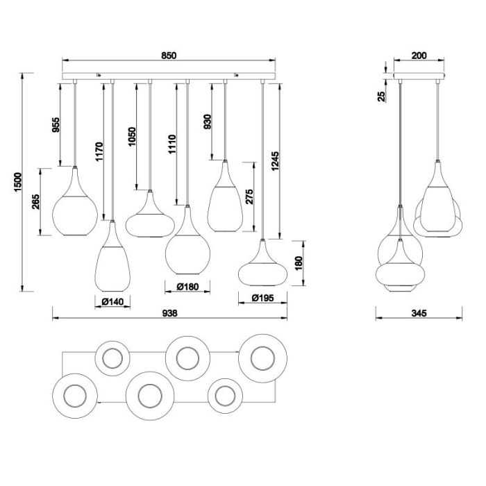 Czarna lampa wisząca design, Sybren