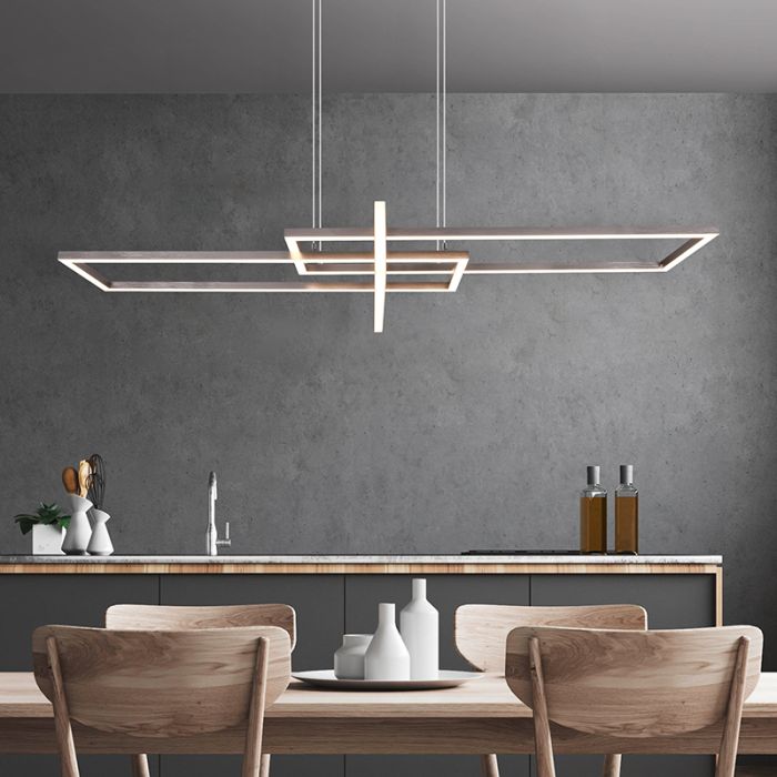 Niklowa lampa wisząca nowoczesna, Hatun, 34W, 3000K LED