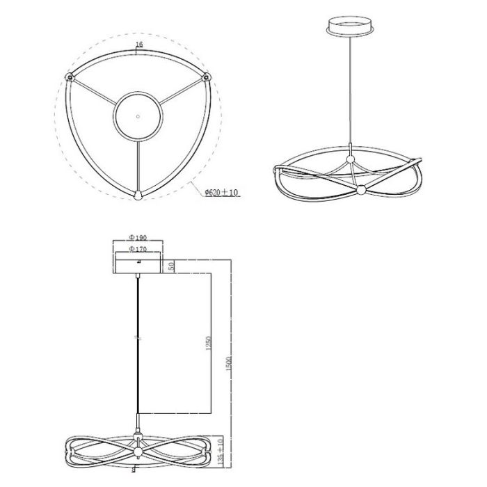 Mosiądz lampa wisząca nowoczesna, Remy, 42W, 3000K LED