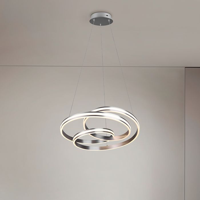 Niklowa lampa wisząca nowoczesna, Elyse, 60W, regulowany kolor LED