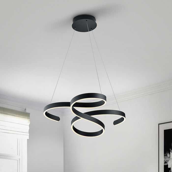 Antracytowa lampa wisząca nowoczesna, Davu, 52W, 3000K LED