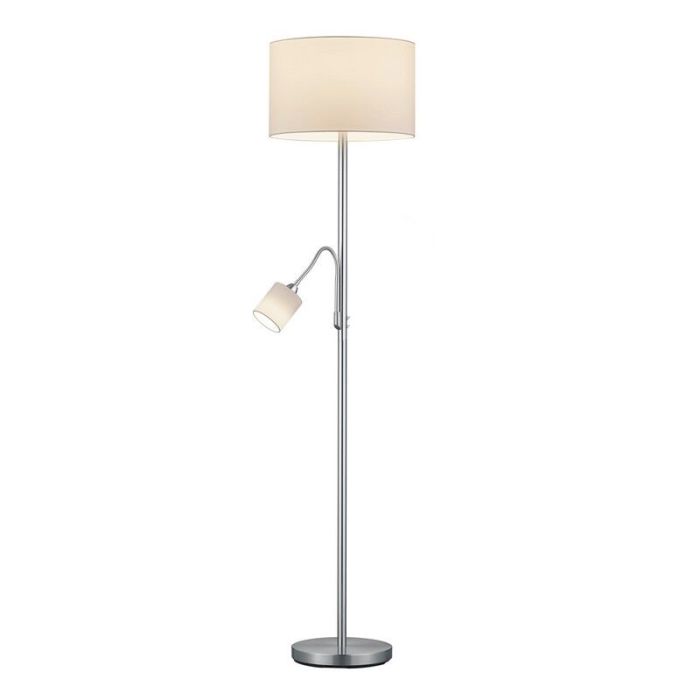 Niklowa lampa stojąca nowoczesna, Ledbury, z przełącznik