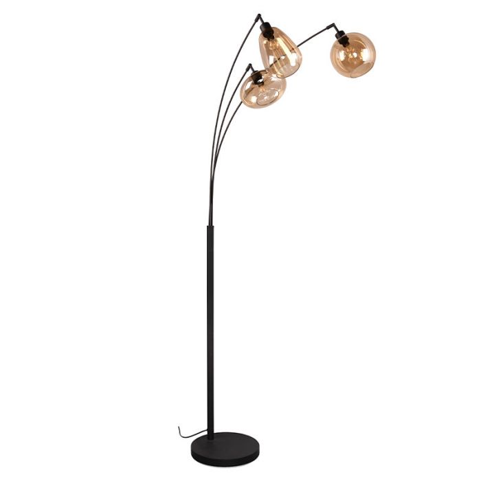 Bursztynowa lampa stojąca design, Sybren, z przełącznik