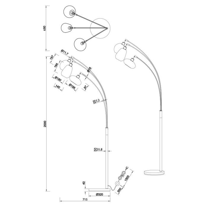 Bursztynowa lampa stojąca design, Sybren, z przełącznik