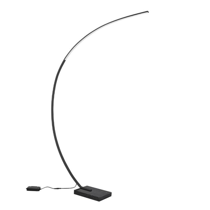 Czarna lampa stojąca łukowa nowoczesna, Yoel, 18W, 3000K LED, z przełącznik