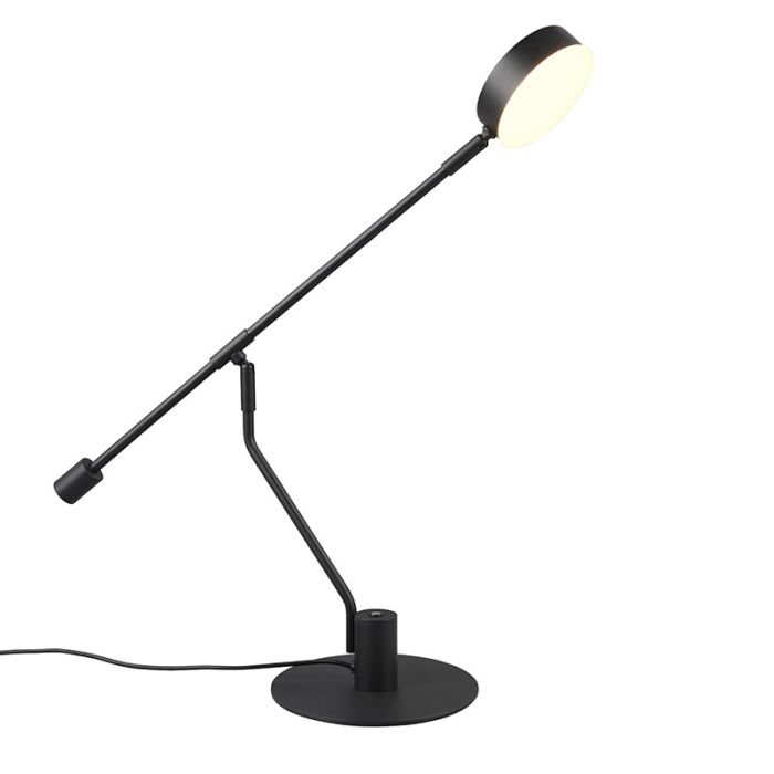 Czarna lampa stołowa nowoczesna, Koendert, 6W, white switch LED, z dotykowy ściemniacz
