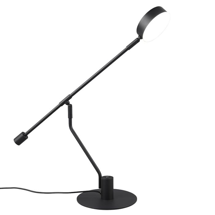 Czarna lampa stołowa nowoczesna, Koendert, 6W, white switch LED, z dotykowy ściemniacz