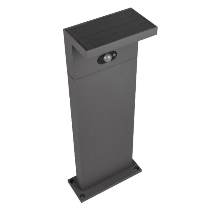 Antracytowa lampa podłogowa zewnętrzna solarna nowoczesna, Nesrin, 5W, white switch LED, IP65