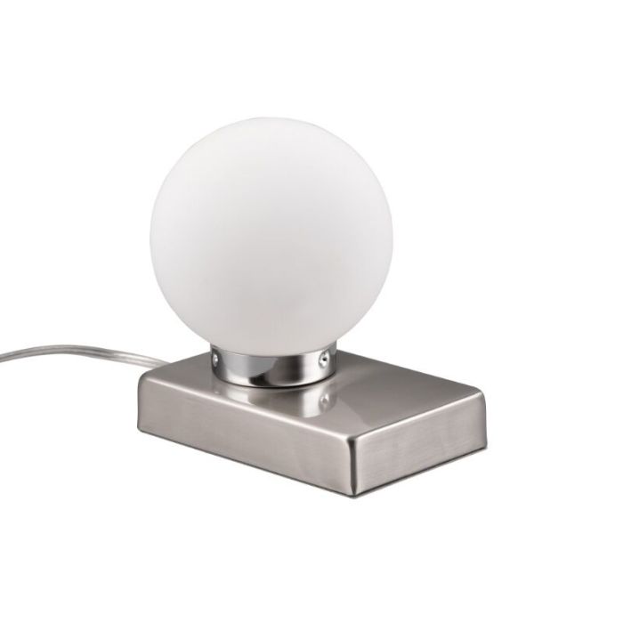 Niklowa lampa stołowa nowoczesna, Jullian, z przełącznik