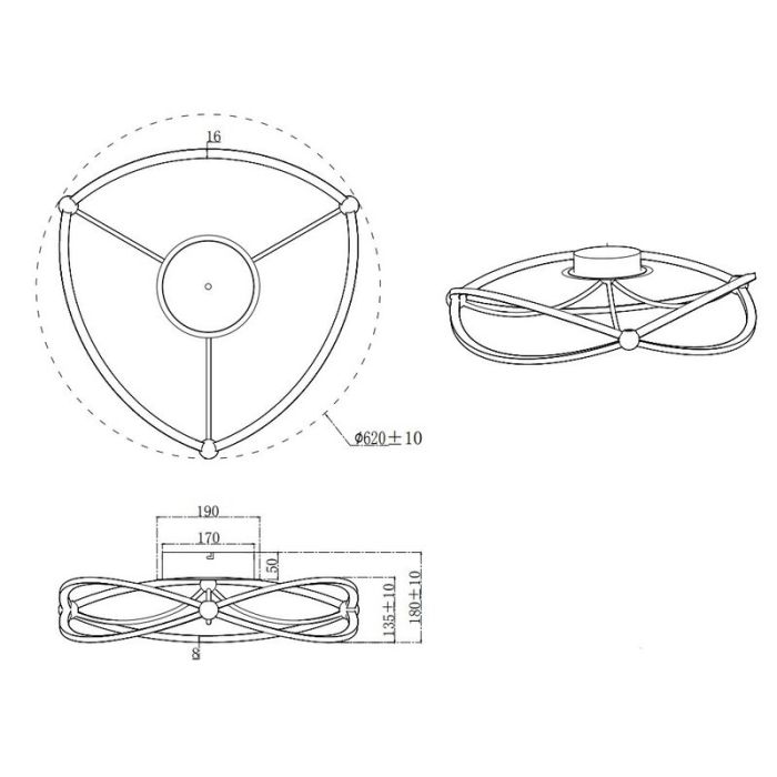 Mosiądz plafon sufitowy nowoczesny, Remy, 42W, 3000K LED