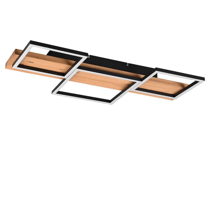 Drewniany plafon sufitowy brązowy, Justian, 30W, 3000K LED, ściemniana w 3 krokach