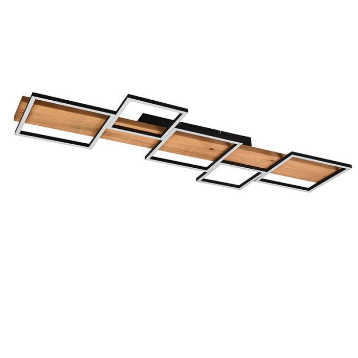 Drewniany plafon sufitowy brązowy, Justian, 42W, 3000K LED, ściemniana w 3 krokach