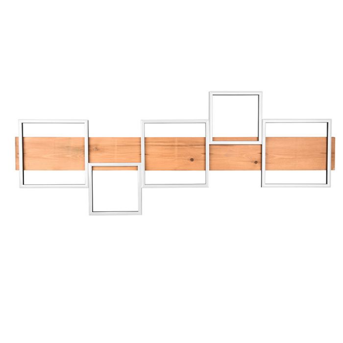 Drewniany plafon sufitowy brązowy, Justian, 42W, 3000K LED, ściemniana w 3 krokach