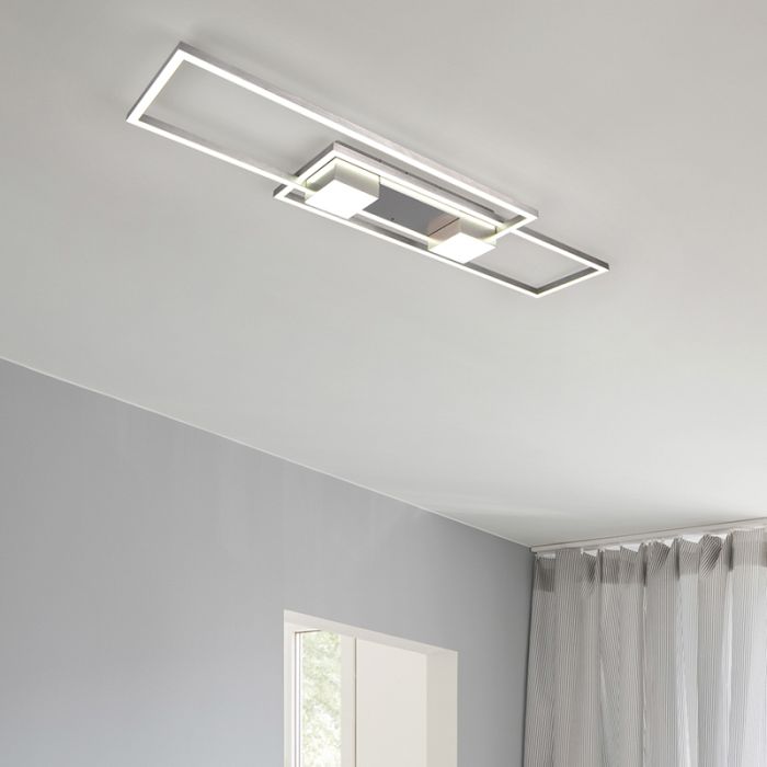 Niklowy plafon sufitowy design, Sohaib, 37W, regulowana ciepła do zimnej bieli LED, ściemniana w 3 krokach