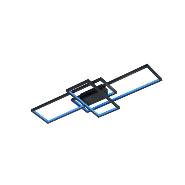 Antracytowy plafon sufitowy nowoczesny, Jetse, 36W, RGBW LED, z pilot