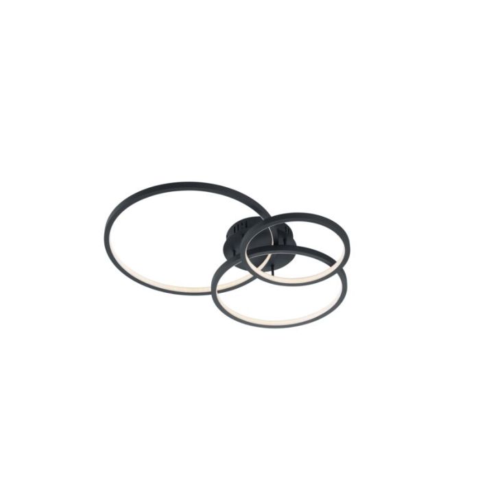 Antracytowy plafon sufitowy nowoczesny, Harold, 36W, RGBW LED, z pilot