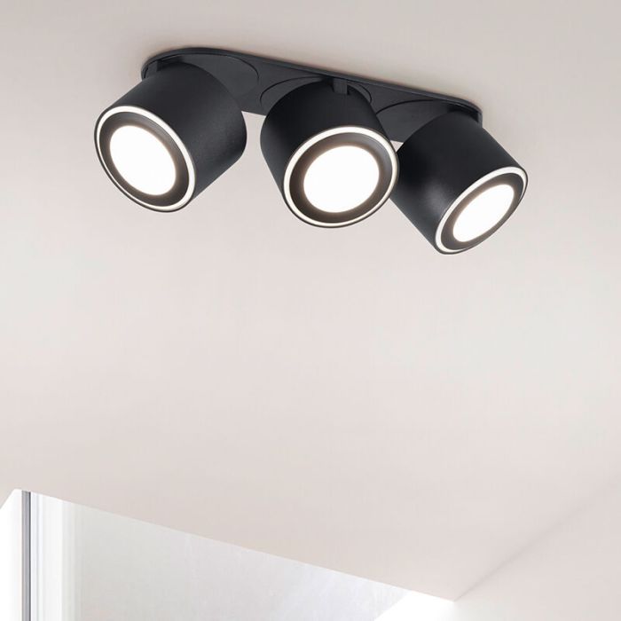 Czarny plafon sufitowy nowoczesny, Jorno, 3,5W, 3000K LED