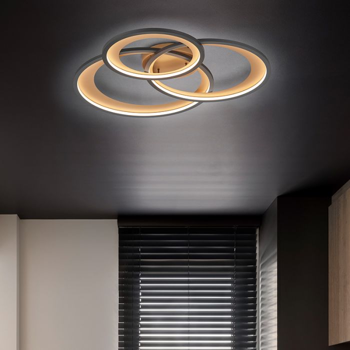 Czarny plafon sufitowy nowoczesny, Kendi, 36W, 3000K LED