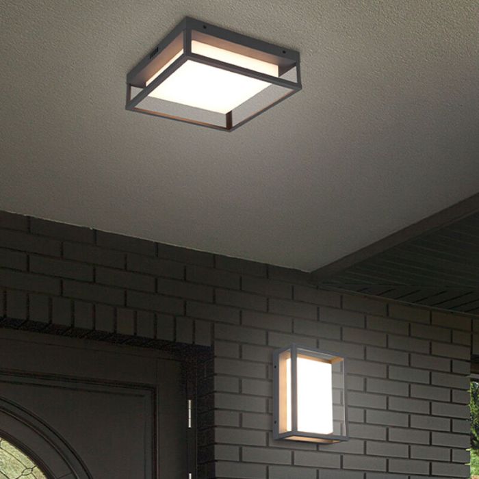 Antracytowa lampa zewnętrzna metalowa, Rolina, 14W, regulowana ciepła do zimnej bieli LED, IP54, ściemniana w 3 krokach