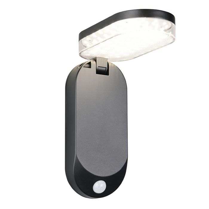 Czarny kinkiet solarny zewnętrzny nowoczesny, Laquisha, 3W, 4000K LED, IP44