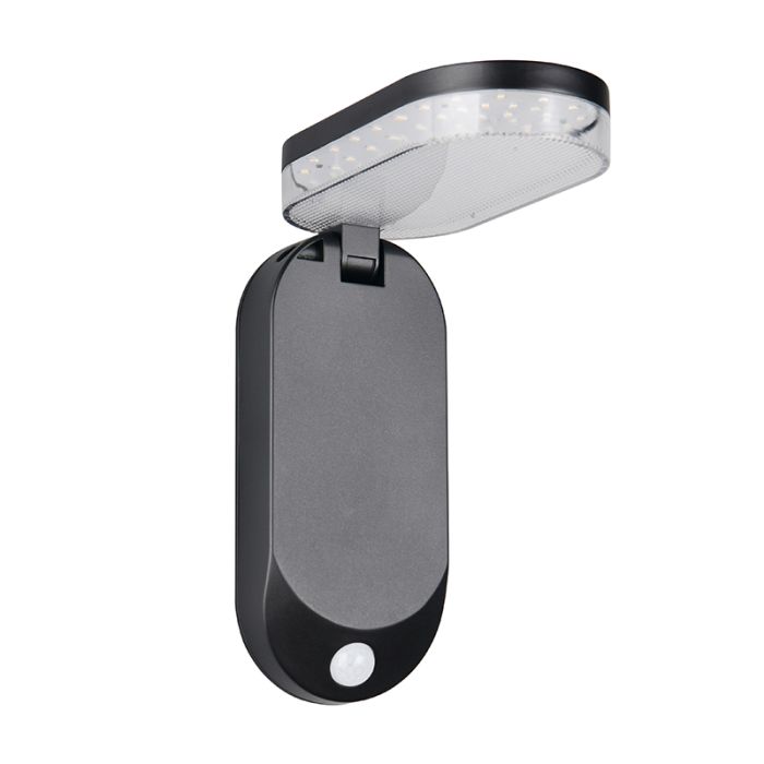 Czarny kinkiet solarny zewnętrzny nowoczesny, Laquisha, 3W, 4000K LED, IP44