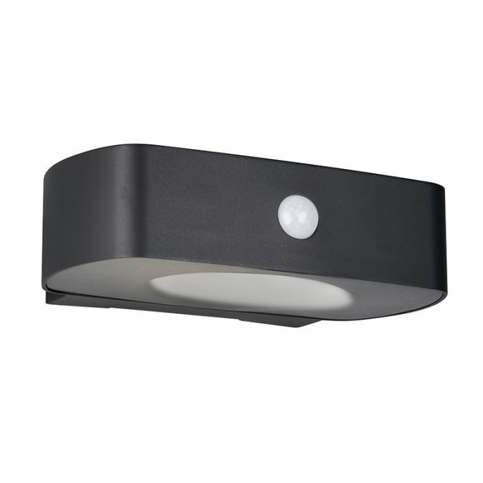 Czarny kinkiet solarny zewnętrzny nowoczesny, Pytsje, 6W, 4000K LED, IP44, z przełącznik