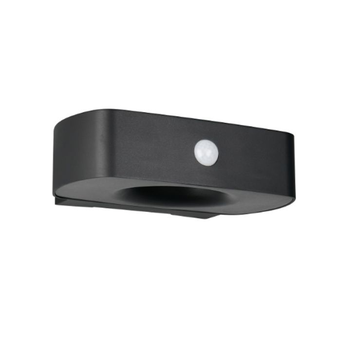 Czarny kinkiet solarny zewnętrzny nowoczesny, Pytsje, 6W, 4000K LED, IP44, z przełącznik