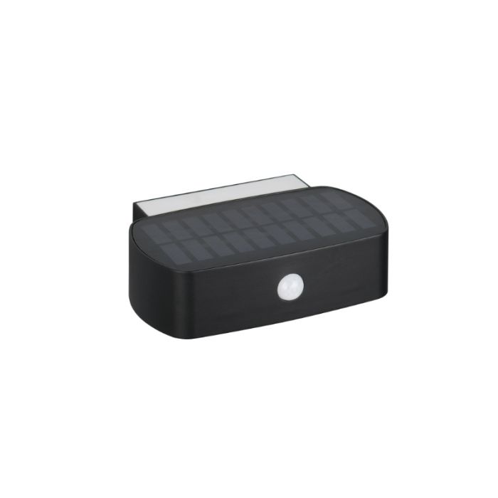 Czarny kinkiet solarny zewnętrzny nowoczesny, Pytsje, 6W, 4000K LED, IP44, z przełącznik