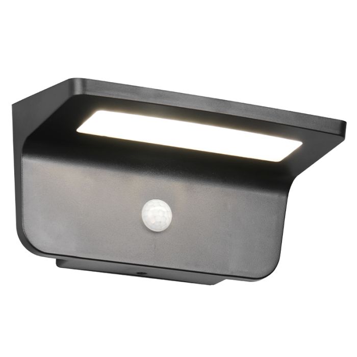 Czarny kinkiet solarny zewnętrzny nowoczesny, Mukaddes, 8W, 4000K LED, IP44